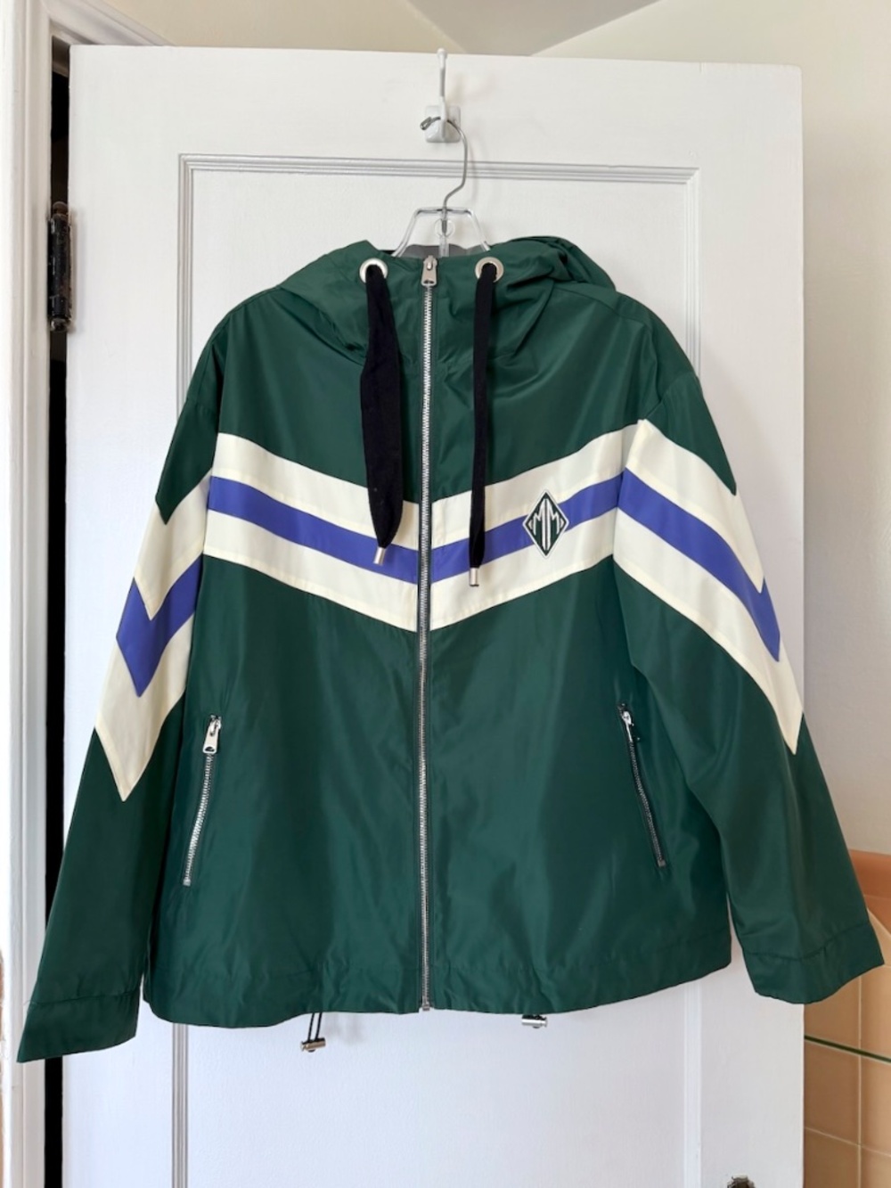 Maje Contrast Windbreaker Jacket Size 40 Green / Purple